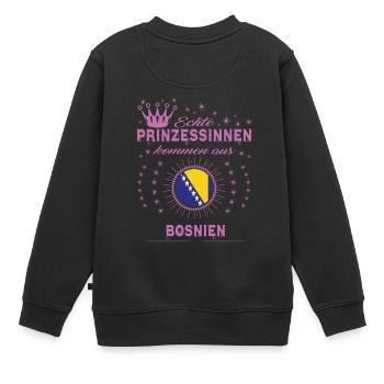 Prinzessinnen kommen aus BOSNIEN - Kinder Premium Organic Sweatshirt - Schwarz - Hinten - AI Model Kid Female (0cm)