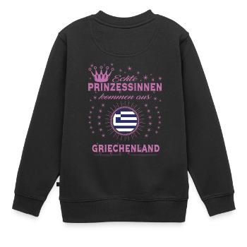 Prinzessinnen kommen aus GRIECHENLAND - Kinder Premium Organic Sweatshirt - Schwarz - Hinten - AI Model Kid Female (0cm)