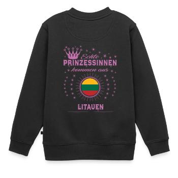 Prinzessinnen kommen aus LITAUEN - Kinder Premium Organic Sweatshirt - Schwarz - Hinten - AI Model Kid Female (0cm)