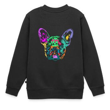 bouledogue français multicolore - Sweat Premium enfant bio - noir - Dos - AI Model Kid Female (0cm)