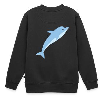 Delphin - Kinder Premium Organic Sweatshirt - Schwarz - Hinten - AI Model Kid Female (0cm)