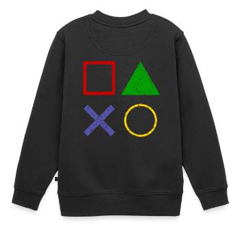 Gamepad Tasten Used Look - Kinder Premium Organic Sweatshirt - Schwarz - Hinten - AI Model Kid Female (0cm)