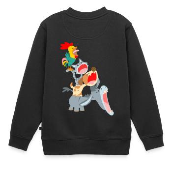 Bremer Stadtmusikanten von Cheerful Madness!! - Kinder Premium Organic Sweatshirt - Schwarz - Hinten - AI Model Kid Female (0cm)