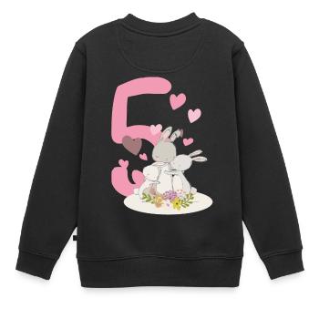 Geburtstag Zahl 5 Hasenfamilie - Kinder Premium Organic Sweatshirt - Schwarz - Hinten - AI Model Kid Female (0cm)