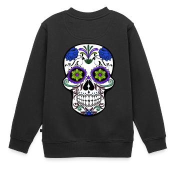 mexikanischer Schädel - Kinder Premium Organic Sweatshirt - Schwarz - Hinten - AI Model Kid Female (0cm)