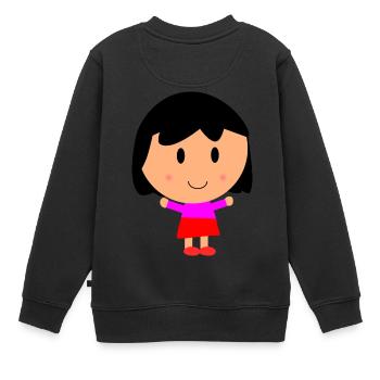 Mädchen Cartoon - Kinder Premium Organic Sweatshirt - Schwarz - Hinten - AI Model Kid Female (0cm)