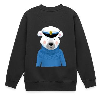 Seebär - Kinder Premium Organic Sweatshirt - Schwarz - Hinten - AI Model Kid Female (0cm)