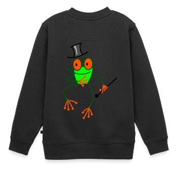 Tanzender Frosch - Kinder Premium Organic Sweatshirt - Schwarz - Hinten - AI Model Kid Female (0cm)