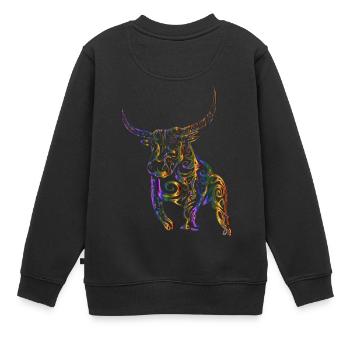 Stier tribal - Kinder Premium Organic Sweatshirt - Schwarz - Hinten - AI Model Kid Female (0cm)