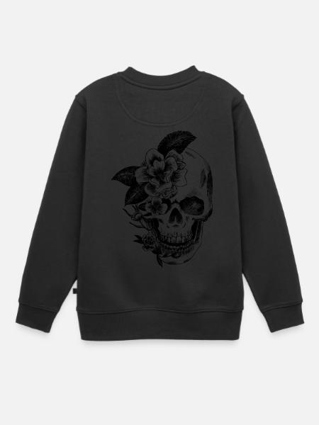 crane et fleurs - Sweat Premium enfant bio - noir