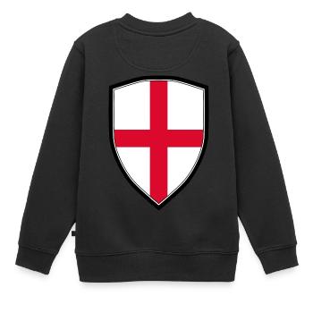 ENGLAND FLAG SHIELD - Kinder Premium Organic Sweatshirt - Schwarz - Hinten - AI Model Kid Female (0cm)