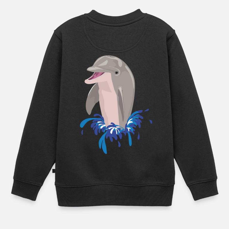 Éclaboussures de plage de mer de dauphin - Sweat Premium enfant bio - noir