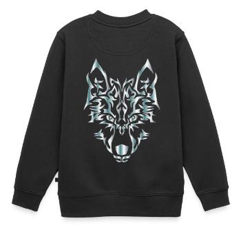 Wolf - Kinder Premium Organic Sweatshirt - Schwarz - Hinten - AI Model Kid Female (0cm)