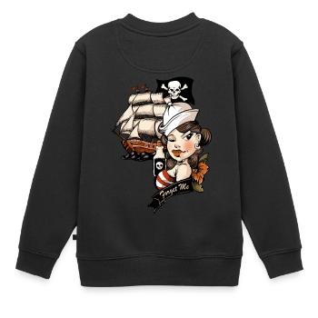Piraten Liebe Tattoo - Kinder Premium Organic Sweatshirt - Schwarz - Hinten - AI Model Kid Female (0cm)