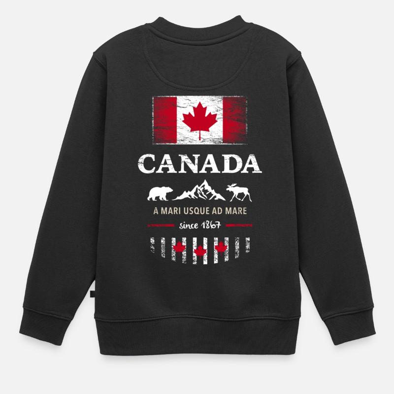 Canada Feuilles d’érable Ottawa Montréal Vancouver Québec - Sweat Premium enfant bio - noir
