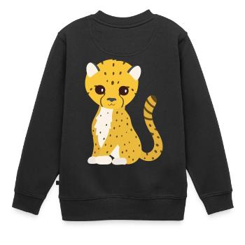 Gepard - Kinder Premium Organic Sweatshirt - Schwarz - Hinten - AI Model Kid Female (0cm)