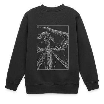 Oktopus von unten mit Rahmen - Kinder Premium Organic Sweatshirt - Schwarz - Hinten - AI Model Kid Female (0cm)