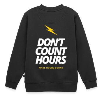 Zählen Sie nicht Stunden, sondern lassen Sie Stunden zählen LateNightGrind - Kinder Premium Organic Sweatshirt - Schwarz - Hinten - AI Model Kid Female (0cm)
