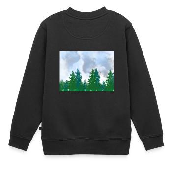 Paysage paysage aquarelle forêt sur un temps nuageux - Sweat Premium enfant bio - noir - Dos - AI Model Kid Female (0cm)