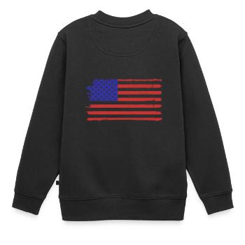 Amerikanische Flagge der Vereinigten Staaten Distressed - Kinder Premium Organic Sweatshirt - Schwarz - Hinten - AI Model Kid Female (0cm)