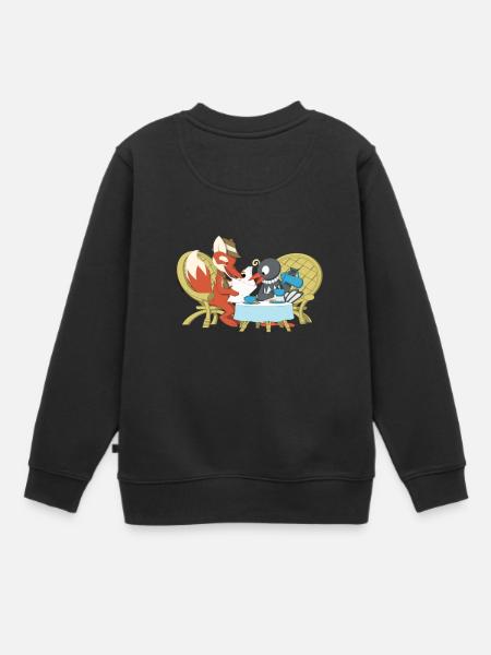 Fuchs und Elster beim Kaffeeklatsch - Kinder Premium Organic Sweatshirt - Schwarz