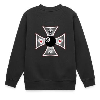 biker cross - Kinder Premium Organic Sweatshirt - Schwarz - Hinten - AI Model Kid Female (0cm)