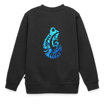 Maori Fischhaken Hei Matau Tribal Tattoo Paua - Kinder Premium Organic Sweatshirt - Schwarz - Hinten - AI Model Kid Female (0cm)
