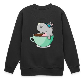 Hippo se refroidit dans sa tasse pour se rafraîchir - Sweat Premium enfant bio - noir - Dos - AI Model Kid Female (0cm)