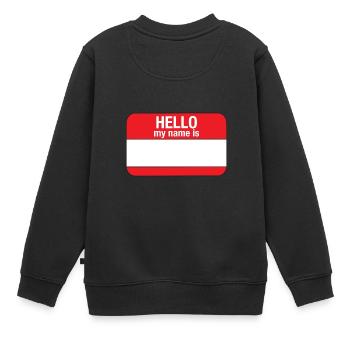 leer "Hallo, mein Name ist" in rot - Kinder Premium Organic Sweatshirt - Schwarz - Hinten - AI Model Kid Female (0cm)