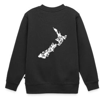 Cadeau de tatouage tribal blanc de carte de Nouvelle-Zélande de carte de la Nouvelle-Zélande - Sweat Premium enfant bio - noir - Dos - AI Model Kid Female (0cm)