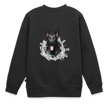 Schwarzer Schäferhund im Glas Loch - Kinder Premium Organic Sweatshirt - Schwarz - Hinten - AI Model Kid Female (0cm)