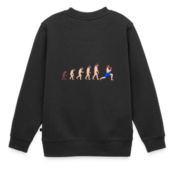 Evolution Gewichtheben Bodybuilder Funny Gym - Kinder Premium Organic Sweatshirt - Schwarz - Hinten - AI Model Kid Female (0cm)