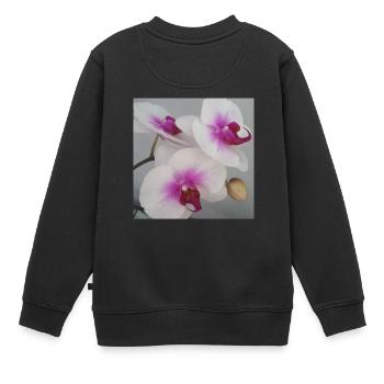 Orchidée - Sweat Premium enfant bio - noir - Dos - AI Model Kid Female (0cm)