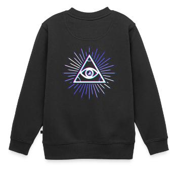 Illuminati all seeing eye blue 3d effect - Kinder Premium Organic Sweatshirt - Schwarz - Hinten - AI Model Kid Female (0cm)