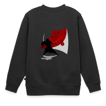 Ninja - Kinder Premium Organic Sweatshirt - Schwarz - Hinten - AI Model Kid Female (0cm)