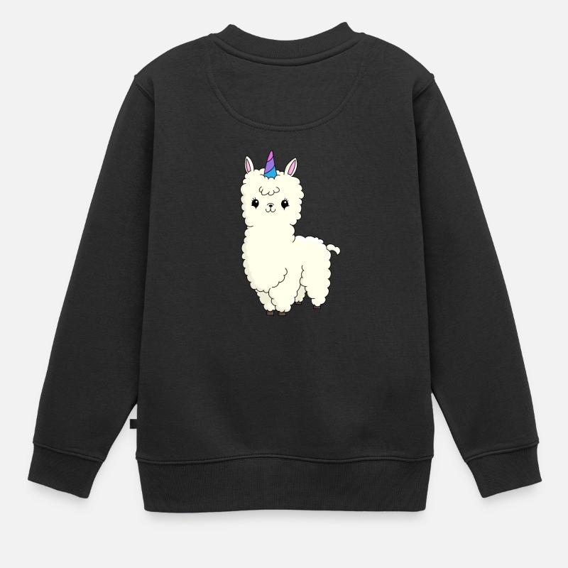 Llamacorn mignon - Sweat Premium enfant bio - noir
