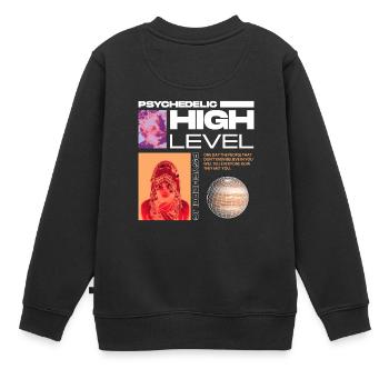 Psychedelic High Level - Kids Premium Organic Sweatshirt - black - Back - AI Model Kid Female (0cm)