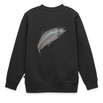 3D Lachs - Kinder Premium Organic Sweatshirt - Schwarz - Hinten - AI Model Kid Female (0cm)