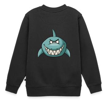 Böse grinsender Hai - Kinder Premium Organic Sweatshirt - Schwarz - Hinten - AI Model Kid Female (0cm)