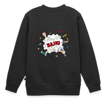 BANG! - Kinder Premium Organic Sweatshirt - Schwarz - Hinten - AI Model Kid Female (0cm)