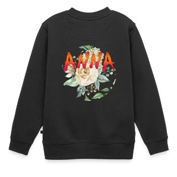 Anna - Kinder Premium Organic Sweatshirt - Schwarz - Hinten - AI Model Kid Female (0cm)