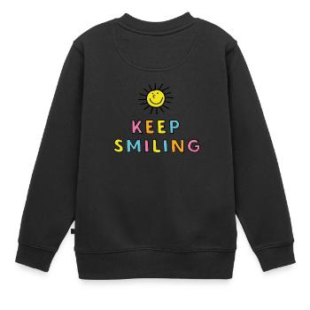 Keep Smiling - Kinder Premium Organic Sweatshirt - Schwarz - Hinten - AI Model Kid Female (0cm)