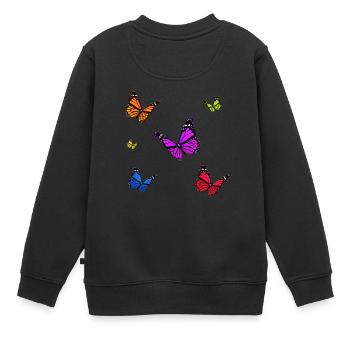 Mehrfarbiges Monarchfalter-Set - Kinder Premium Organic Sweatshirt - Schwarz - Hinten - AI Model Kid Female (0cm)