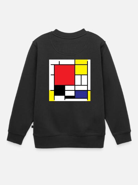 Symbole Piet Mondrian Idée cadeau art moderne - Sweat Premium enfant bio - noir
