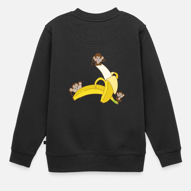 Singe à la banane - Sweat Premium enfant bio - noir