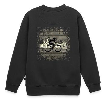 cyklist - Premium børne sweatshirt økologisk - sort - Bagpå - AI Model Kid Female (0cm)