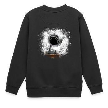 Tourne-disques rétro dans le look pulvérisé - Sweat Premium enfant bio - noir - Dos - AI Model Kid Female (0cm)