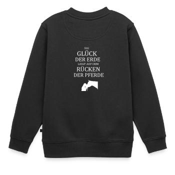 Pferde Spruch Reiten Reiter - Kinder Premium Organic Sweatshirt - Schwarz - Hinten - AI Model Kid Female (0cm)