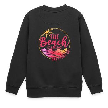 La plage m'appelle et je dois y aller - Sweat Premium enfant bio - noir - Dos - AI Model Kid Female (0cm)