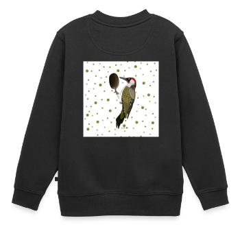Pivert vert oiseau cadeau femmes hommes enfants - Sweat Premium enfant bio - noir - Dos - AI Model Kid Female (0cm)